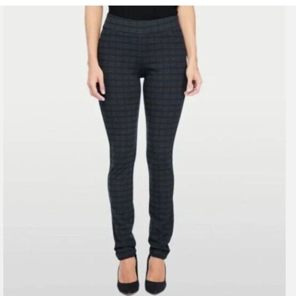 NYDJ Women’s Size 2 Plaid Skinny Pants Black Gray Stretch Pull-On Slim Trousers
